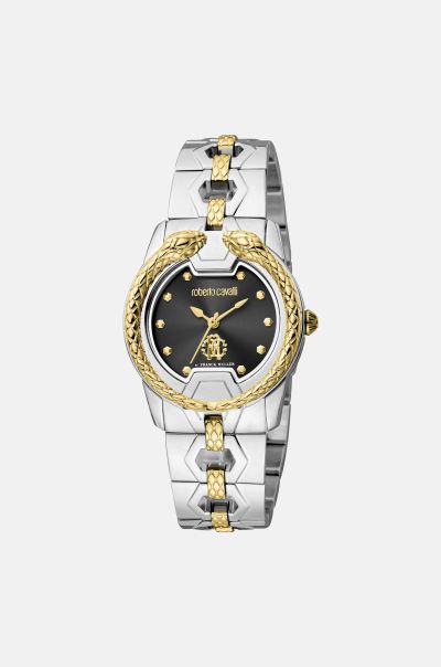 Watches Silver_Gold Women Roberto Cavalli Woman Watch By Franck Muller