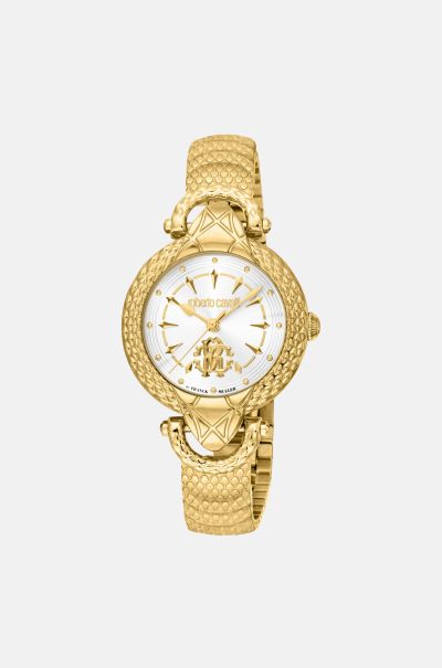 Women Roberto Cavalli By Franck Muller Snake Core Watch Gold_Color Watches