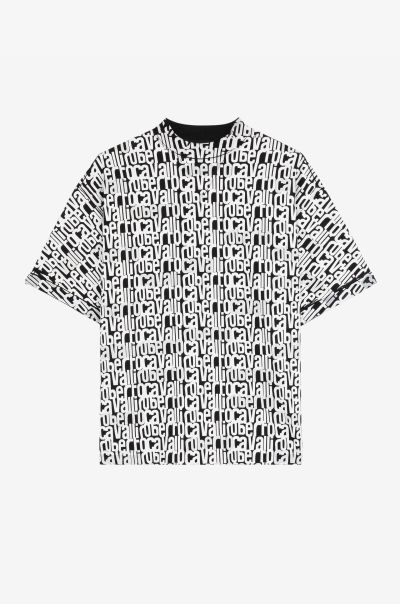 T-Shirts & Polos Ivory/Black Roberto Cavalli Men Logo-Print Cotton T-Shirt