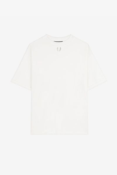 White Men T-Shirts & Polos Tiger Tooth-Detail Cotton T-Shirt Roberto Cavalli