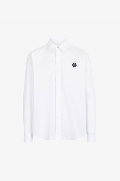 Embroidered-Logo Cotton Shirt Roberto Cavalli Men White Shirts