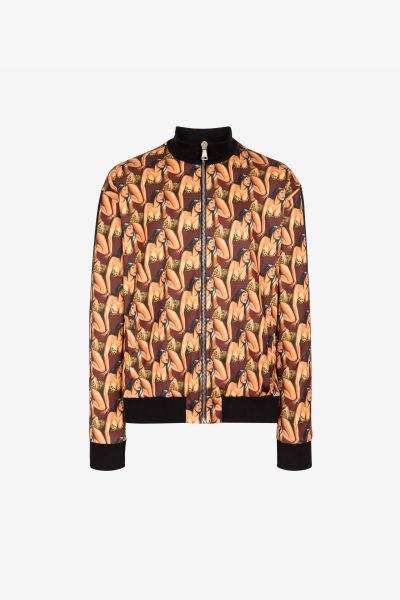 Ivory Men Graphic-Print Track Jacket Sweatshirts Roberto Cavalli