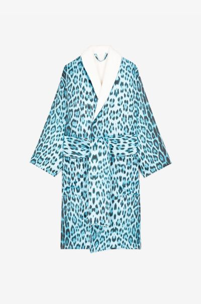 Leopard-Print Robe Roberto Cavalli Blu Beachwear Men