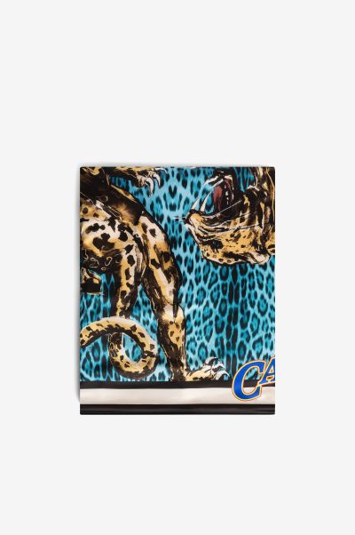 Leopard-Print Beach Towel Roberto Cavalli Men Beachwear Blu