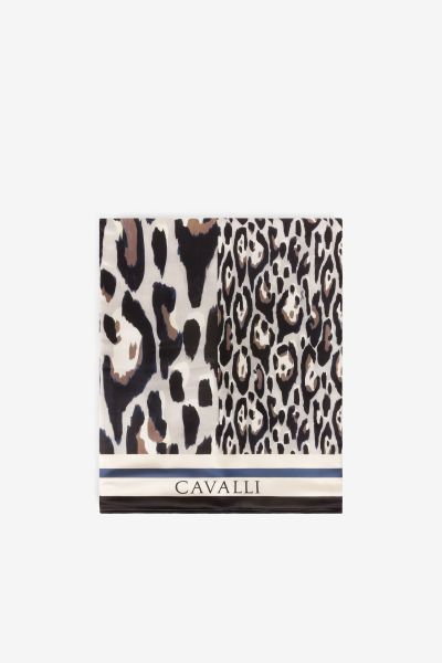 Gray Leopard-Print Beach Towel Roberto Cavalli Beachwear Men
