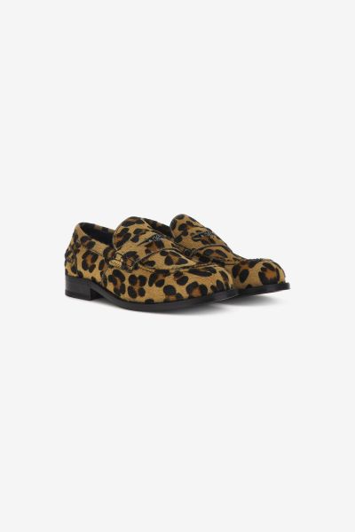 Loafers & Moccasins Men Leopard Loafers With Monogram Mirror Snake Maculato Roberto Cavalli