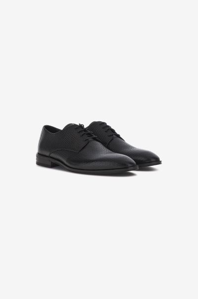 Black Lace-Ups Roberto Cavalli Men Leather Oxford Shoes