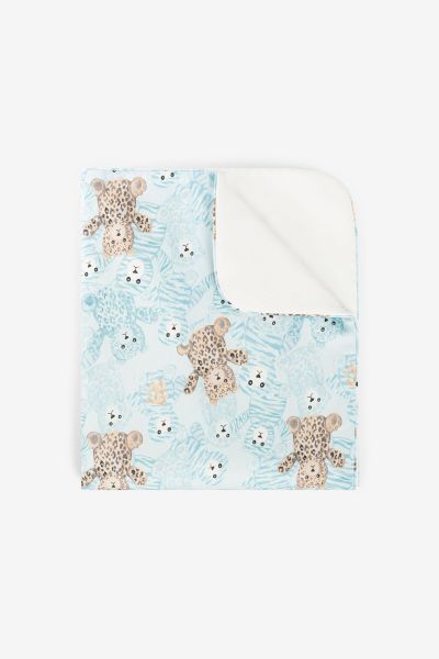 Baby_Blue Accessories Rc Monogram And Teddy Bear-Print Blanket Roberto Cavalli New Born