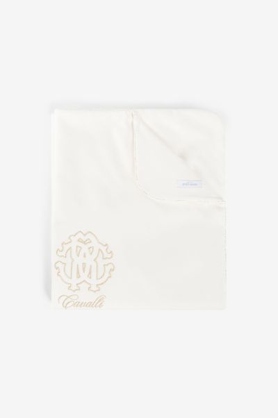 Rc Monogram-Embroidered Baby Blanket Platinum_Gold Roberto Cavalli Accessories New Born