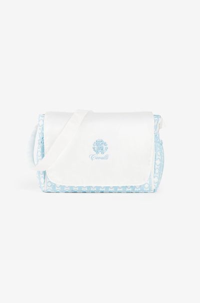 Baby_Blue New Born Rc Monogram-Embroidered Changing Bag Roberto Cavalli Handbags