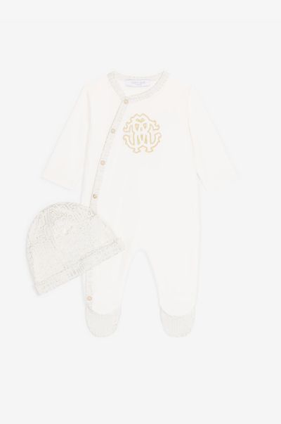 Roberto Cavalli Rc Monogram-Embroidered Babygrow Set New Born Ready To Wear Platinum_Gold_
