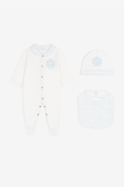 Ready To Wear Baby_Blue Rc Monogram-Embroidered Babygrow Set Roberto Cavalli New Born