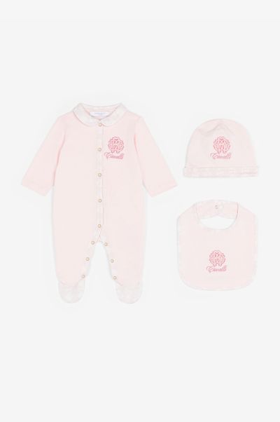 Roberto Cavalli Baby_Pink Ready To Wear Rc Monogram-Embroidered Babygrow Set New Born
