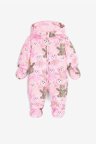 Roberto Cavalli New Born Teddy Bear-Print Snowsuit Baby_Pink Ready To Wear