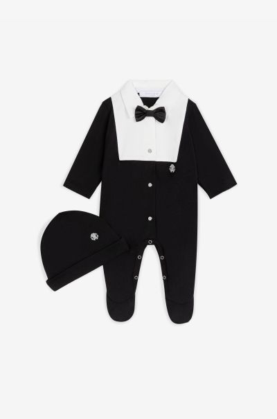 Roberto Cavalli Black New Born Ready To Wear Tuxedo Babygrow Set