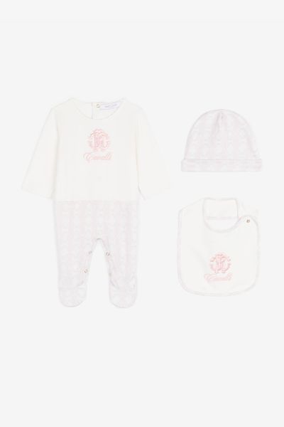 Ready To Wear New Born Roberto Cavalli Rc Monogram-Embroidered Babygrow Set Baby_Pink