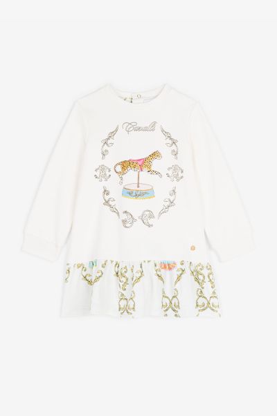 Milky_White Baby Girls (1M-3Y) Rc Monogram And Filigree-Print Dress Roberto Cavalli Ready To Wear