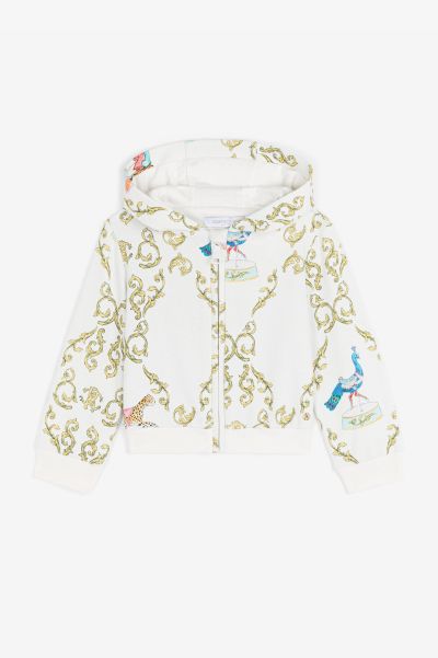 Filigree-Print Cotton Hoodie Roberto Cavalli Milky_White Baby Girls (1M-3Y) Ready To Wear