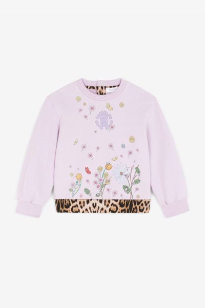Roberto Cavalli Ready To Wear Rc Monogram Cotton Sweatshirt Baby Girls (1M-3Y) Lilac