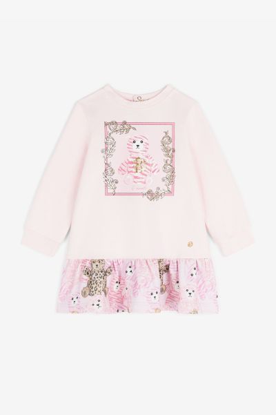 Baby_Pink Baby Girls (1M-3Y) Roberto Cavalli Teddy Bear-Print Sweater Dress Ready To Wear