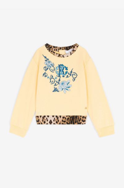 Roberto Cavalli Rc Monogram Cotton Sweatshirt Ready To Wear Yellow Baby Girls (1M-3Y)