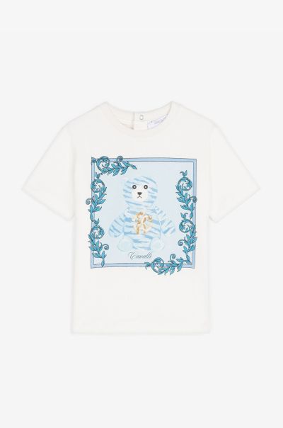 Baby Boys (1M-3Y) Bear-Print Cotton T-Shirt Roberto Cavalli Milky_White Ready To Wear