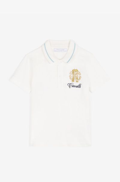 Baby Boys (1M-3Y) Roberto Cavalli Rc Monogram-Embroidered Polo Shirt Milky_White Ready To Wear