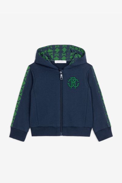 Baby Boys (1M-3Y) Ready To Wear Roberto Cavalli Navy Rc Monogram-Embroidered Cotton Hoodie