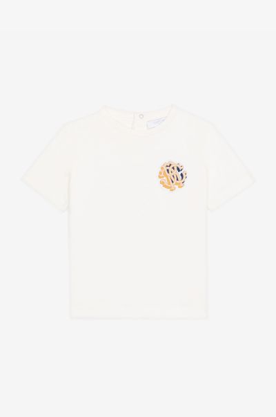 Baby Boys (1M-3Y) Roberto Cavalli Ready To Wear Milky_White Rc Monogram Cotton T-Shirt