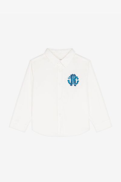 Rc Monogram Cotton Shirt Roberto Cavalli White Baby Boys (1M-3Y) Ready To Wear