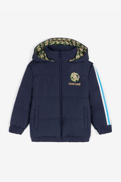 Navy Rc Monogram And Logo-Embroidered Padded Coat Ready To Wear Baby Boys (1M-3Y) Roberto Cavalli