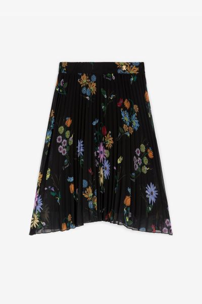 Black Floral-Print Pleated Skirt Roberto Cavalli Girls (4-16Y) Ready To Wear