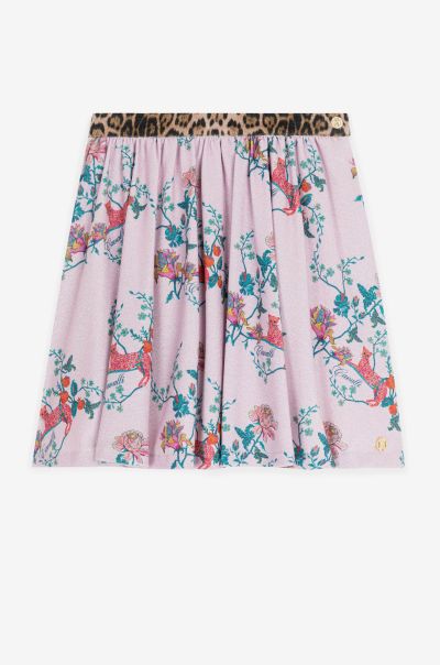 Roberto Cavalli Leopard And Floral-Print Skirt Ready To Wear Baby_Pink Girls (4-16Y)