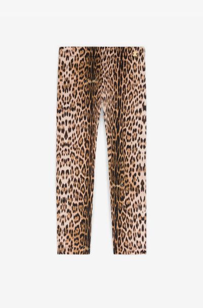 Jaguar-Print Cotton Leggings Girls (4-16Y) Natural Roberto Cavalli Ready To Wear