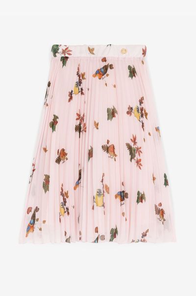 Ready To Wear Bird-Print Pleated Skirt Roberto Cavalli Girls (4-16Y) Baby_Pink