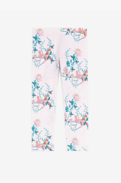 Ready To Wear Roberto Cavalli Girls (4-16Y) Floral-Print Cotton Leggings Baby_Pink