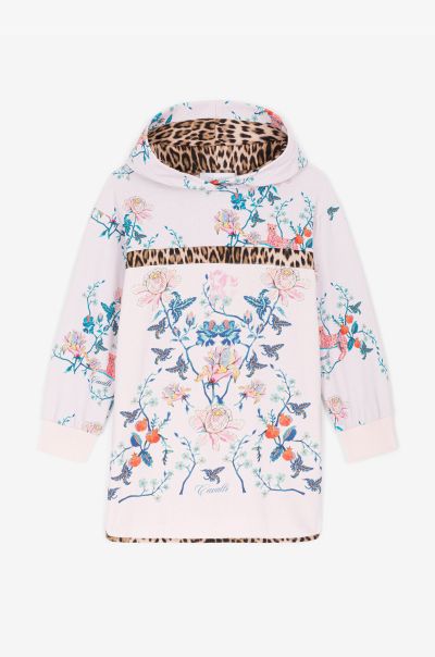 Ready To Wear Floral-Print Cotton Hoodie Roberto Cavalli Baby_Pink Girls (4-16Y)