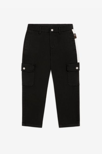 Ready To Wear Boys (4-16Y) Roberto Cavalli Black Rc Monogram-Embroidered Cargo Trousers