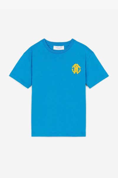 Roberto Cavalli Boys (4-16Y) Rc Monogram-Print Cotton T-Shirt Blue_Aster Ready To Wear