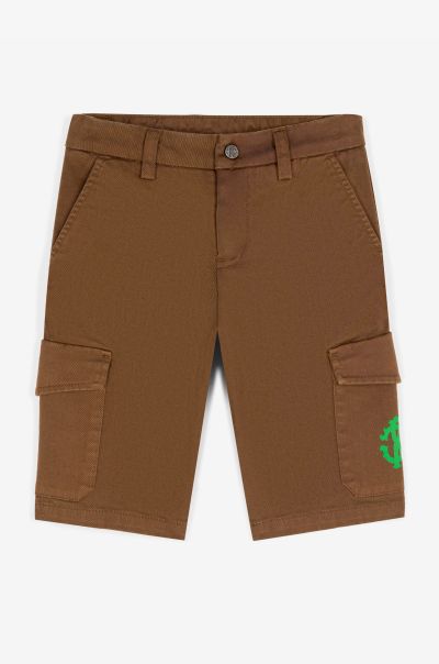 Roberto Cavalli Ready To Wear Brown Rc Monogram-Print Cargo Shorts Boys (4-16Y)