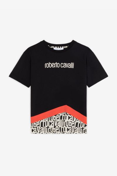 Boys (4-16Y) Logo-Print Cotton T-Shirt Roberto Cavalli Ready To Wear Black
