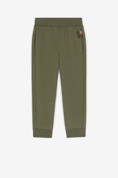 Logo-Patch Cotton Trousers Ready To Wear Boys (4-16Y) Roberto Cavalli Military_Green