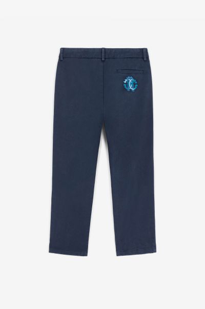 Roberto Cavalli Rc Monogram-Embroidered Cotton Trousers Navy Ready To Wear Boys (4-16Y)