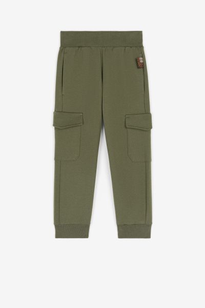 Ready To Wear Roberto Cavalli Boys (4-16Y) Military_Green Logo-Print Cotton Trousers