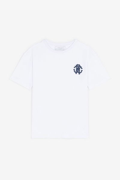 Rc Monogram-Print Cotton T-Shirt Boys (4-16Y) Roberto Cavalli Ready To Wear White/Navy