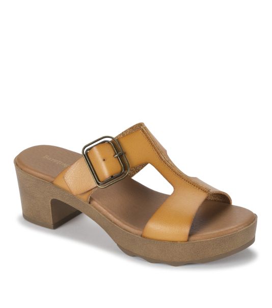 Gwenney Block Heel Sandal Slides & Slip On Sandals Women Refresh Safari Yellow Baretraps