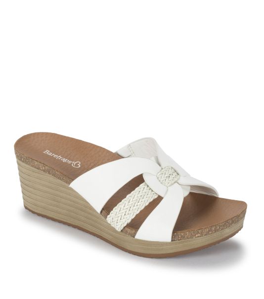 Baretraps Women Blowout Slides & Slip On Sandals Yadora Wedge Slide Sandal White