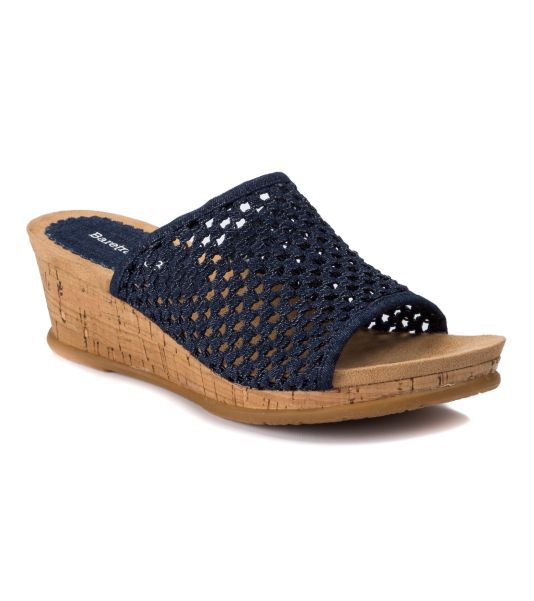 Sleek Slides & Slip On Sandals Baretraps Women Dark Denim Flossey Wedge Slide Sandal