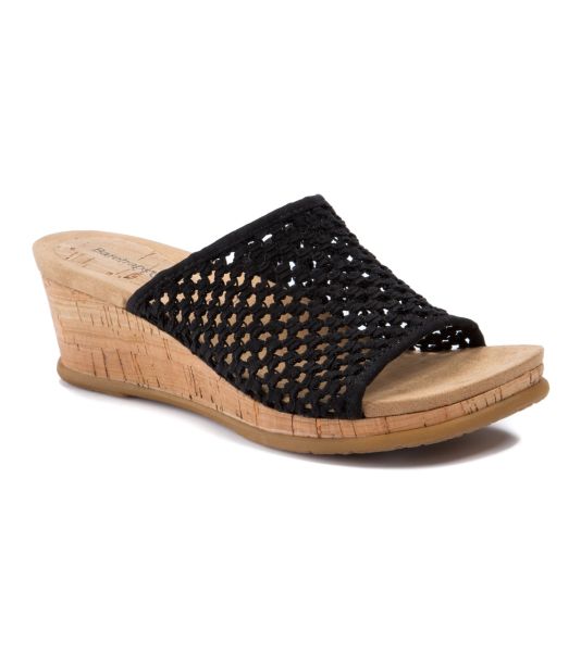 Flossey Wedge Slide Sandal Women Genuine Black Slides & Slip On Sandals Baretraps