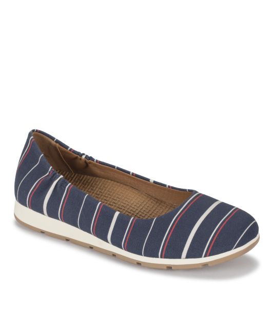 Blue Multi/Nautical Stripe Baretraps Women Flats & Loafers Simple Prim Slip On